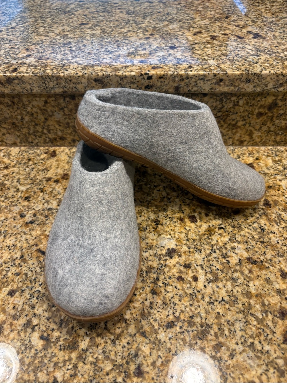 Glerups Gray Wool Mules Slip on Shoes Sz 8.5 EU 39 EUC!